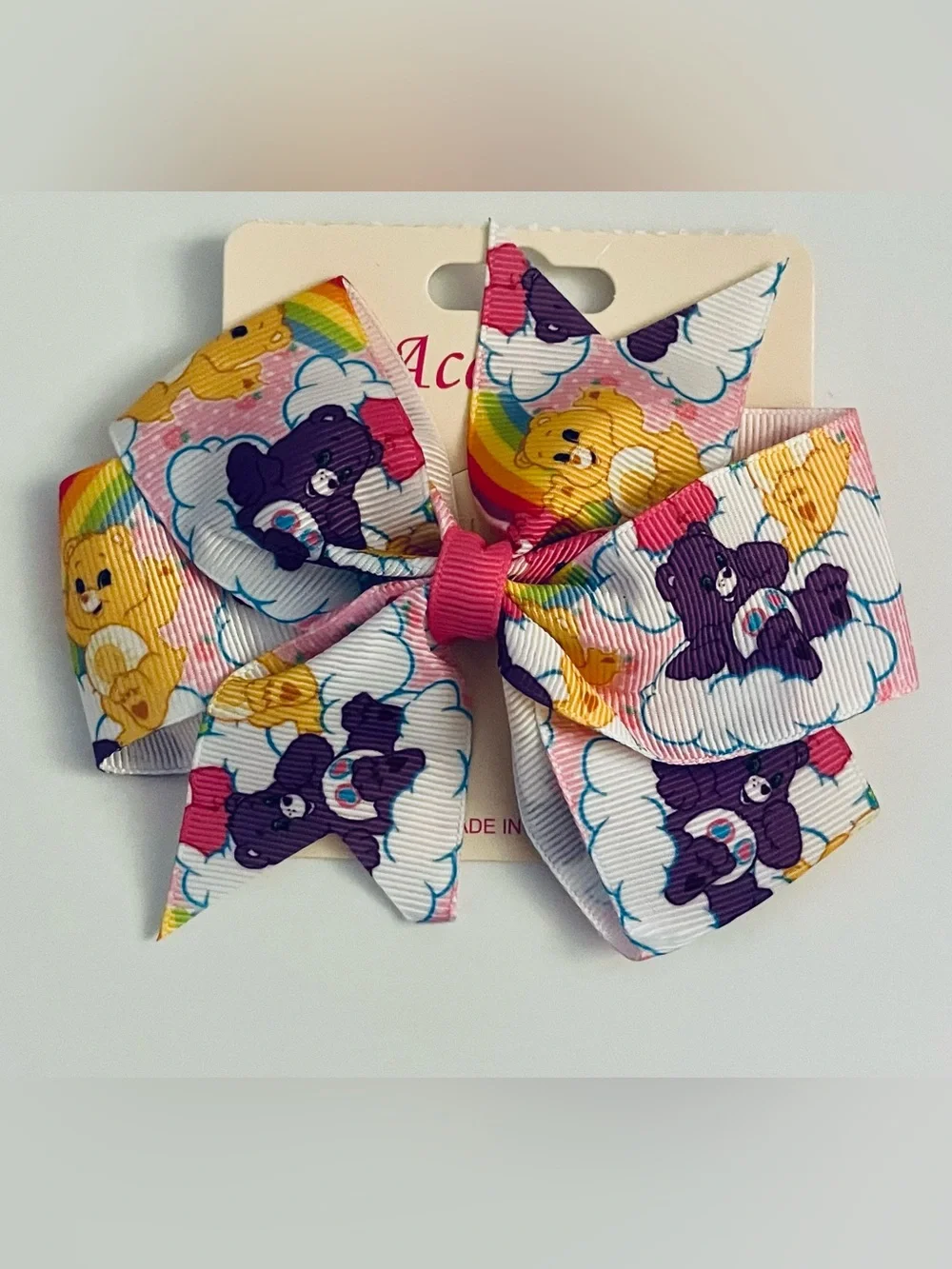 CareBear Print Hair Bows - Set of 4